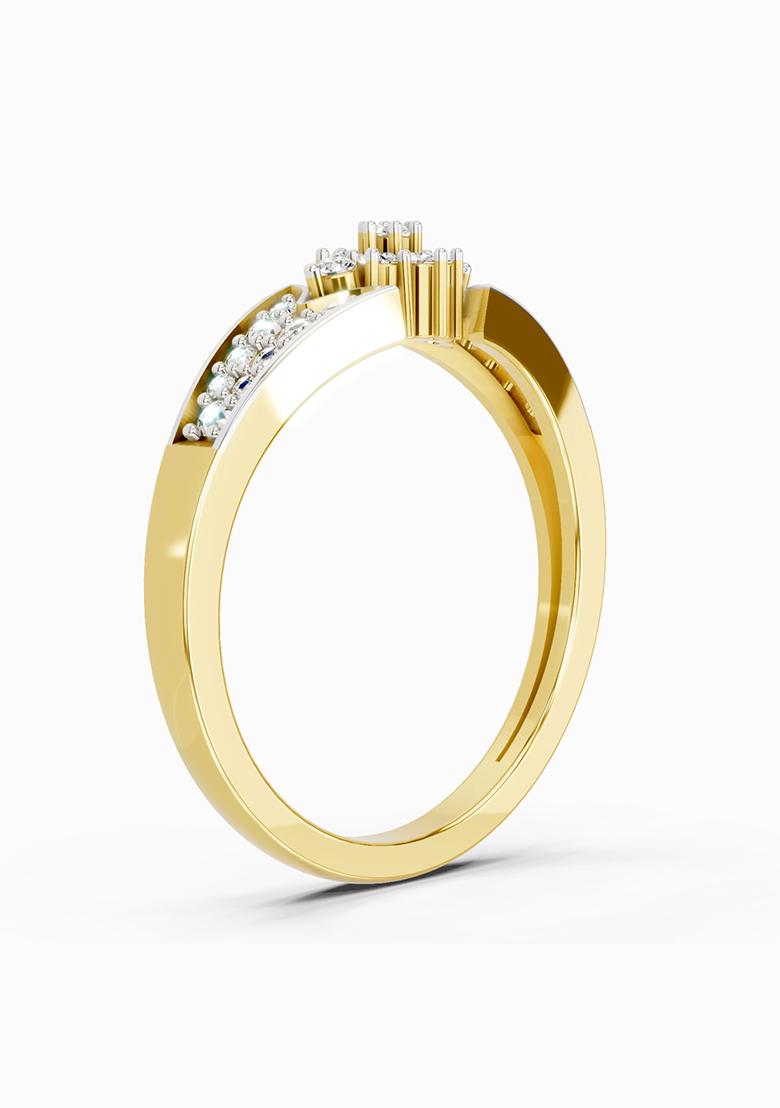 14Kt Yellow Gold Lab Grown Diamond 0.21 Carat Round Cluster Ring for Women