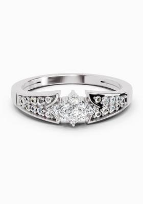 14Kt White Gold Lab Grown Diamond 0.21 Carat Round Cluster Ring for Women