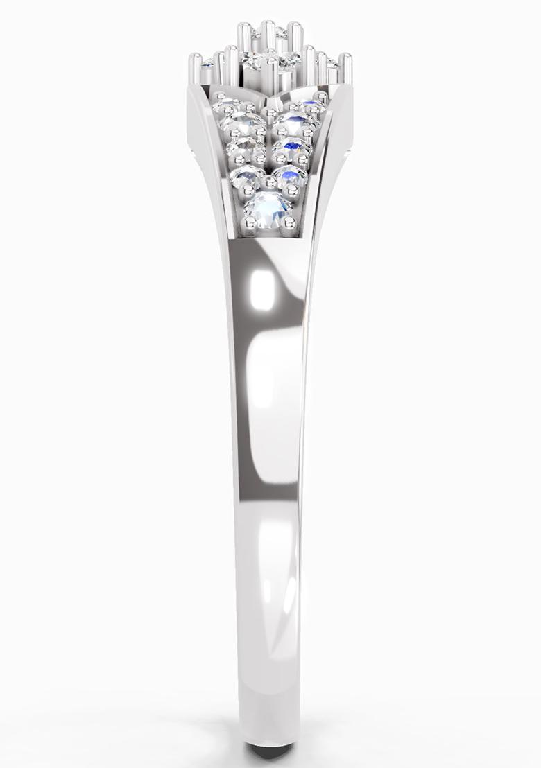 14Kt White Gold Lab Grown Diamond 0.21 Carat Round Cluster Ring for Women