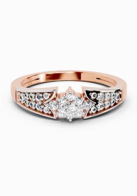 14Kt Rose Gold Lab Grown Diamond 0.21 Carat Round Cluster Ring for Women