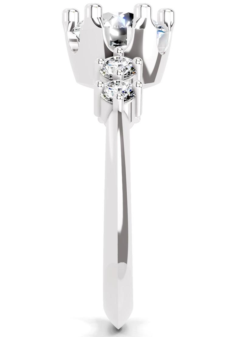 14Kt White Gold Lab Grown Diamond 1.71 Carat Round Side Stone Engagement Ring for Women