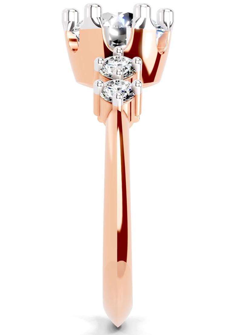 14Kt Rose Gold Lab Grown Diamond 1.71 Carat Round Side Stone Engagement Ring for Women