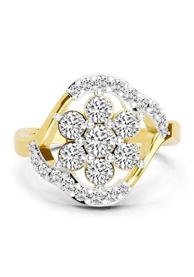 14Kt Yellow Gold Lab Grown Diamond 0.75 Carat Round Shape Diamond Cluster Ring for Women