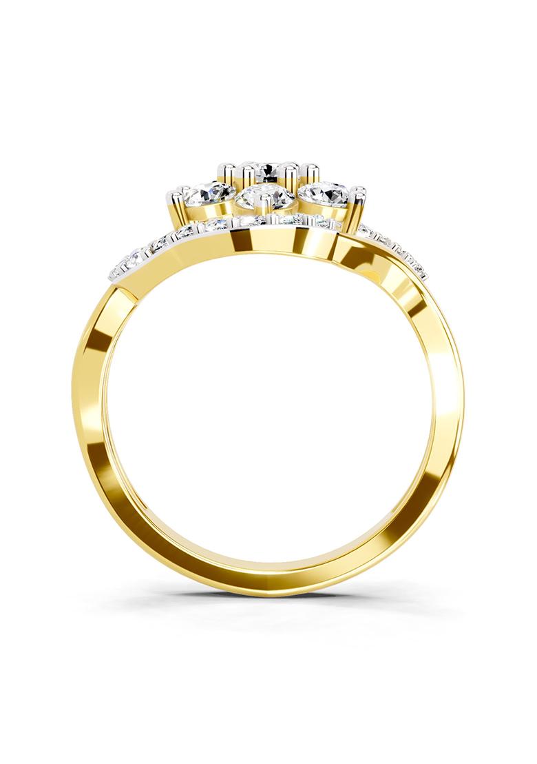14Kt Yellow Gold Lab Grown Diamond 0.75 Carat Round Shape Diamond Cluster Ring for Women