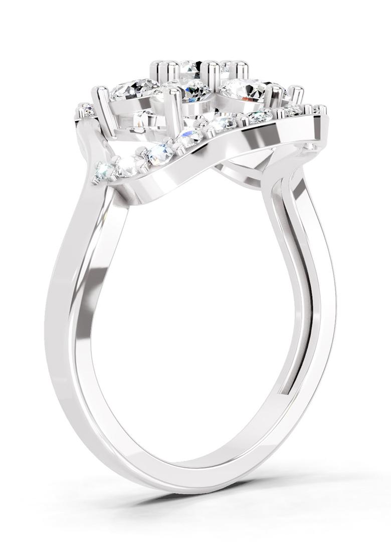 14Kt White Gold Lab Grown Diamond 0.75 Carat Round Shape Diamond Cluster Ring for Women