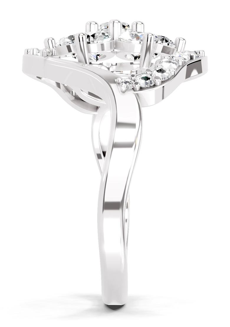 14Kt White Gold Lab Grown Diamond 0.75 Carat Round Shape Diamond Cluster Ring for Women