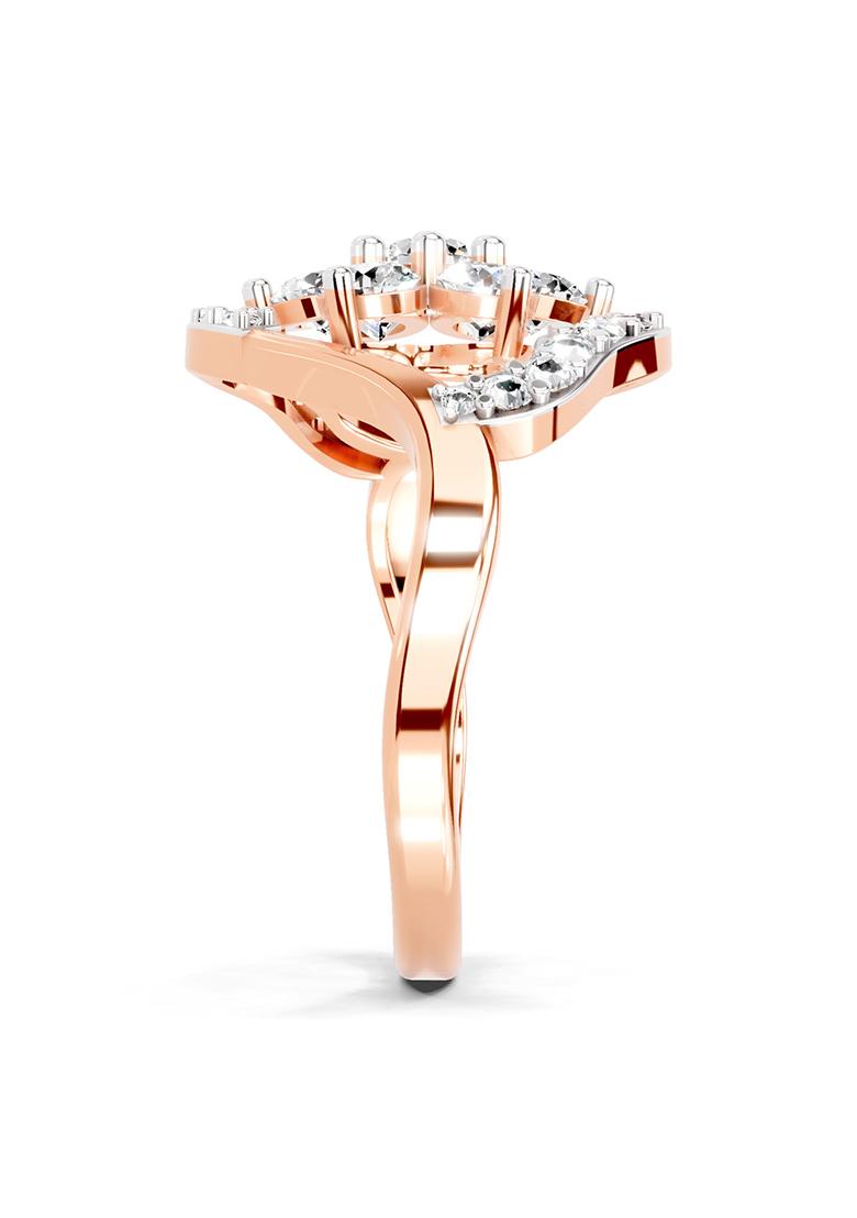14Kt Rose Gold Lab Grown Diamond 0.75 Carat Round Shape Diamond Cluster Ring for Women