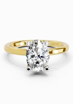 14Kt Yellow Gold Lab Grown Diamond 1.32 Carat Oval Solitaire Engagement Ring for Women