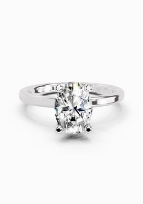 14Kt White Gold Lab Grown Diamond 1.32 Carat Oval Solitaire Engagement Ring for Women