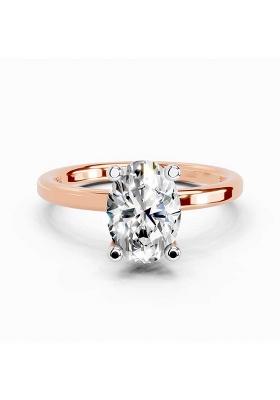 14Kt Rose Gold Lab Grown Diamond 1.32 Carat Oval Solitaire Engagement Ring for Women