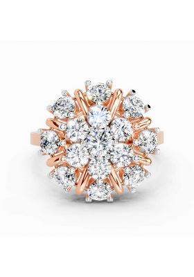 14Kt Rose Gold Lab Grown Diamond 2.36 Carat Round Shape Diamond Cluster Ring for Women