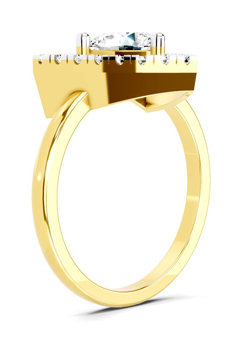 14Kt Yellow Gold Lab Grown Diamond 1.34 Carat Round Shape Diamond Ring for Women