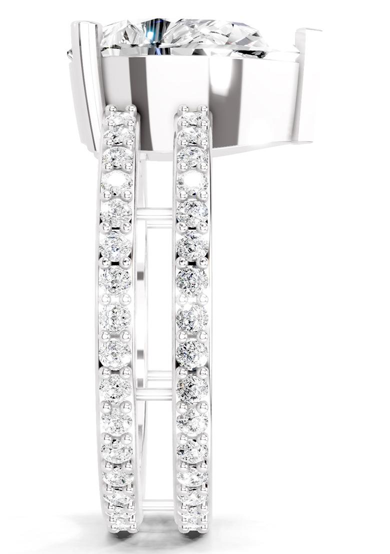 14Kt White Gold Lab Grown Diamond 3.98 Carat Pear Shape Diamond Engagement Ring for Women