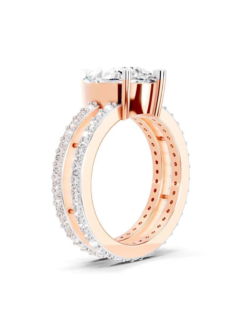 14Kt Rose Gold Lab Grown Diamond 3.98 Carat Pear Shape Diamond Engagement Ring for Women