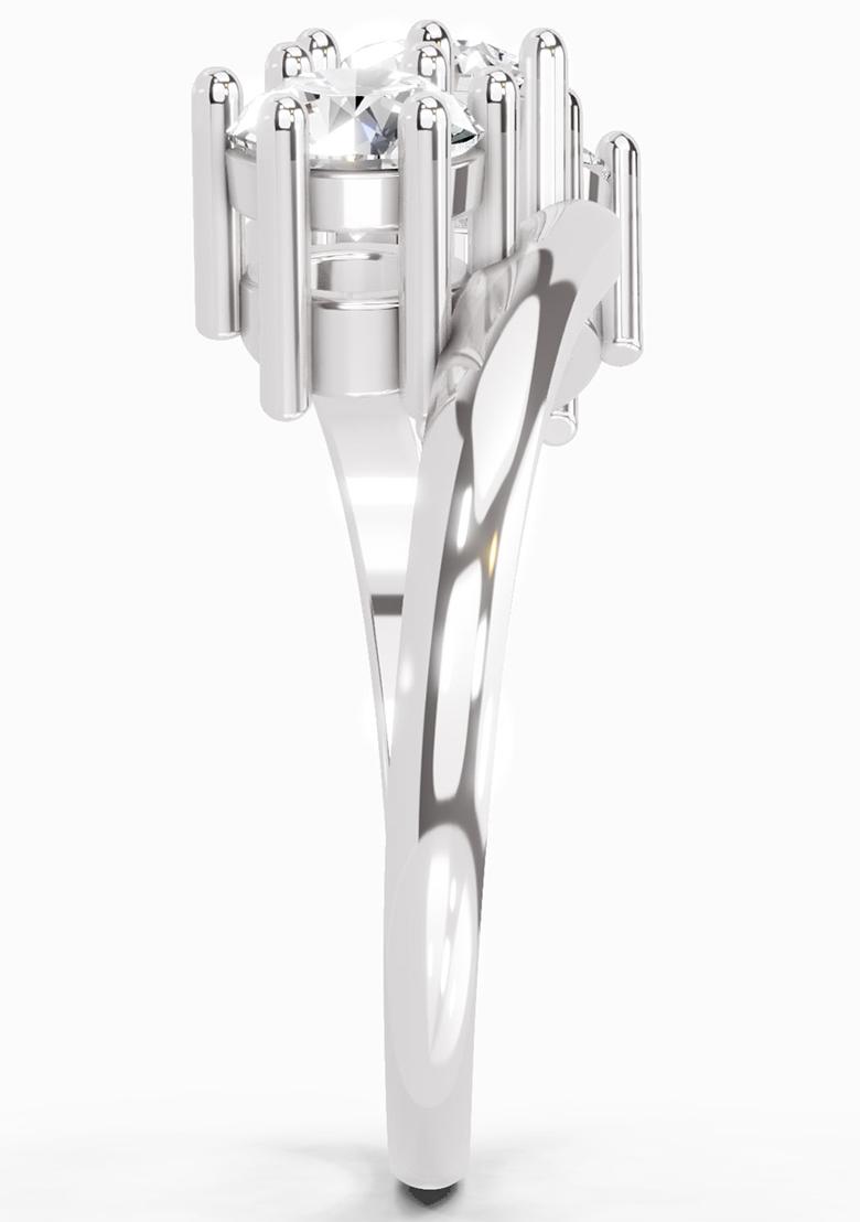 14Kt White Gold Lab Grown Diamond 1.14 Carat Round Three Stone Ring for Women