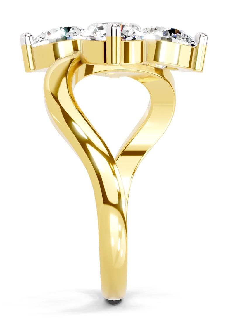 14Kt Yellow Gold Lab Grown Diamond 1.63 Carat Round Four Stone Ring for Women