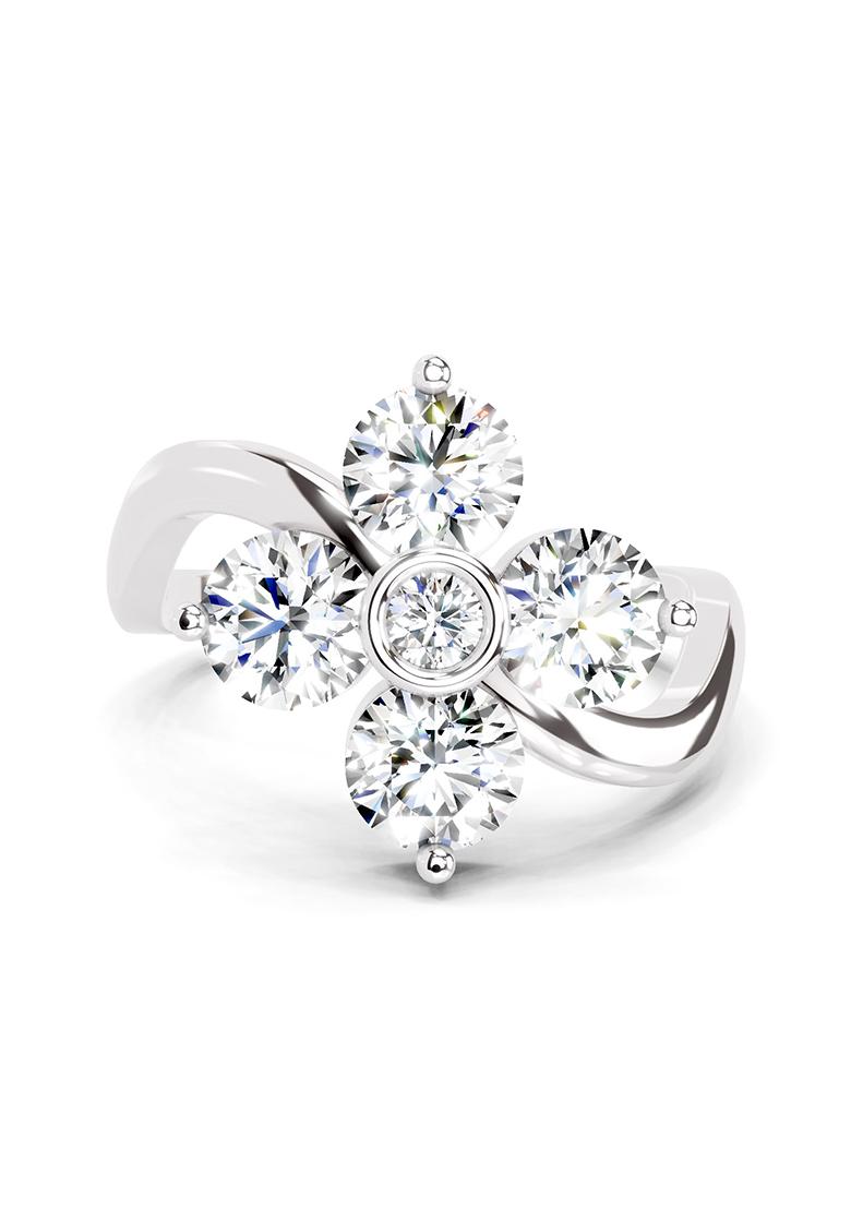 14Kt White Gold Lab Grown Diamond 1.63 Carat Round Four Stone Ring for Women