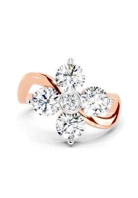 14Kt Rose Gold Lab Grown Diamond 1.63 Carat Round Four Stone Ring for Women