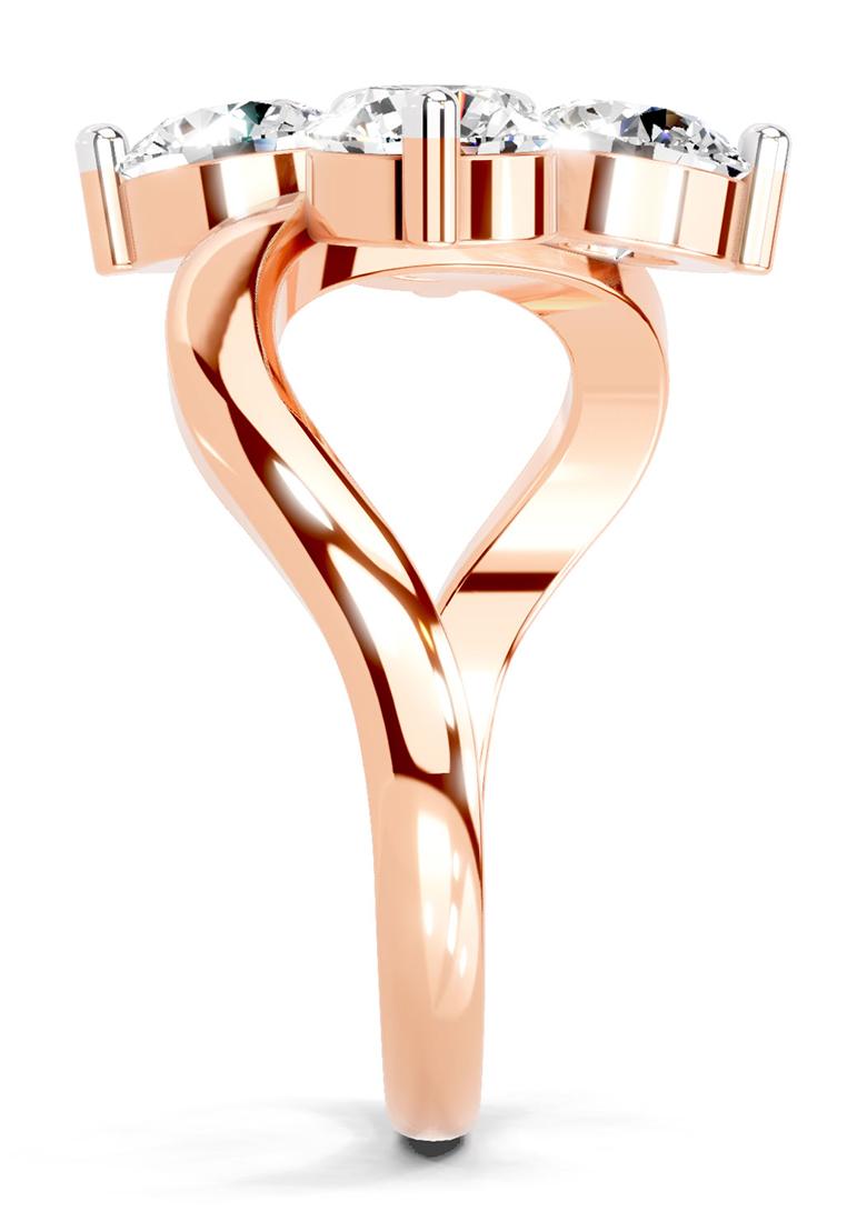 14Kt Rose Gold Lab Grown Diamond 1.63 Carat Round Four Stone Ring for Women