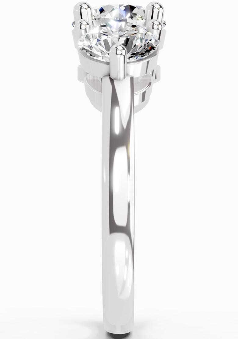 14Kt White Gold Lab Grown Diamond 2 Carat Round Three Stone Ring for Women