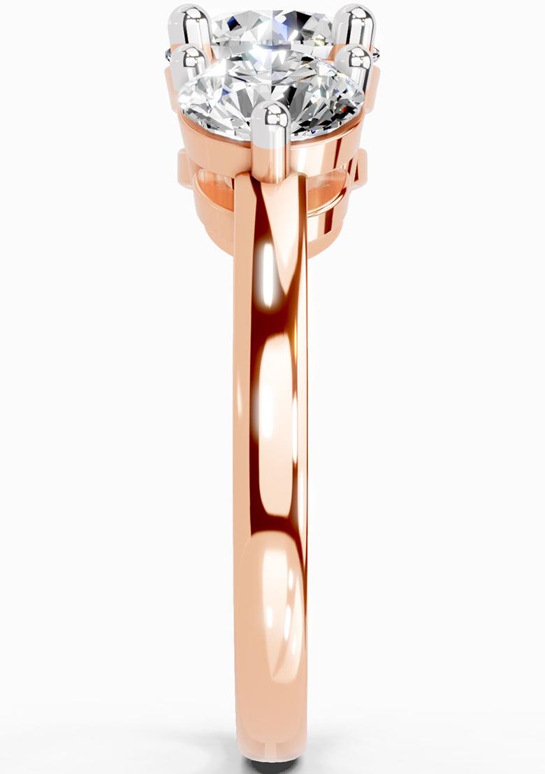 14Kt Rose Gold Lab Grown Diamond 2 Carat Round Three Stone Ring for Women
