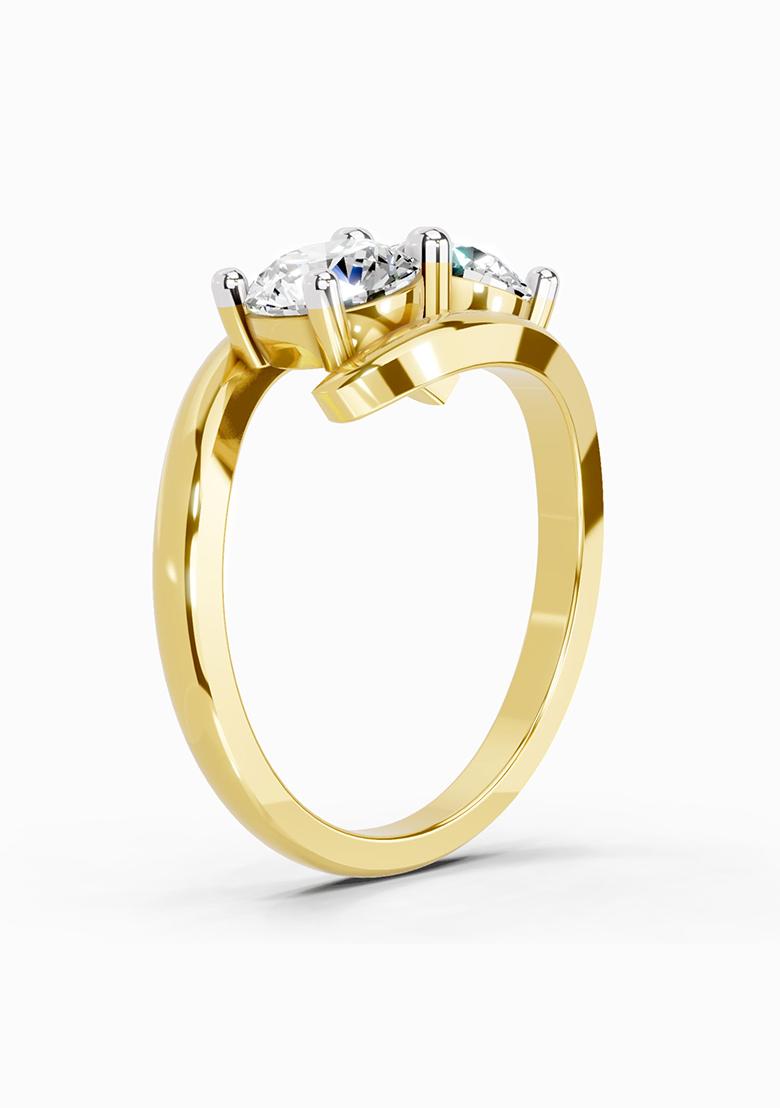 14Kt Yellow Gold Lab Grown Diamond 1.5 Carat Round Two Stone Ring for Women