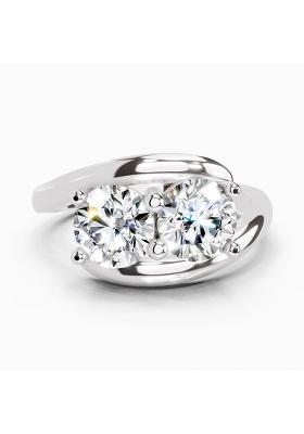 14Kt White Gold Lab Grown Diamond 1.5 Carat Round Two Stone Ring for Women