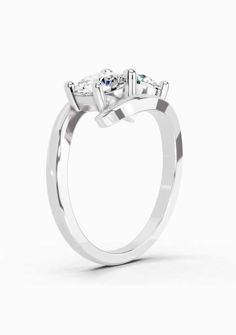 14Kt White Gold Lab Grown Diamond 1.5 Carat Round Two Stone Ring for Women