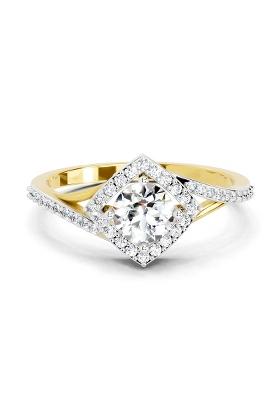 14Kt Yellow Gold Lab Grown Diamond 0.67 Carat Round Shape Diamond Engagement Ring for Women