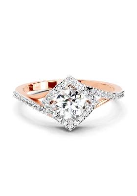 14Kt Rose Gold Lab Grown Diamond 0.67 Carat Round Shape Diamond Engagement Ring for Women
