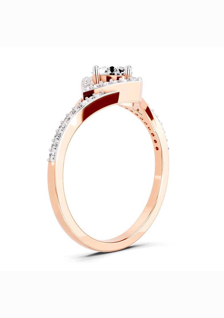 14Kt Rose Gold Lab Grown Diamond 0.67 Carat Round Shape Diamond Engagement Ring for Women