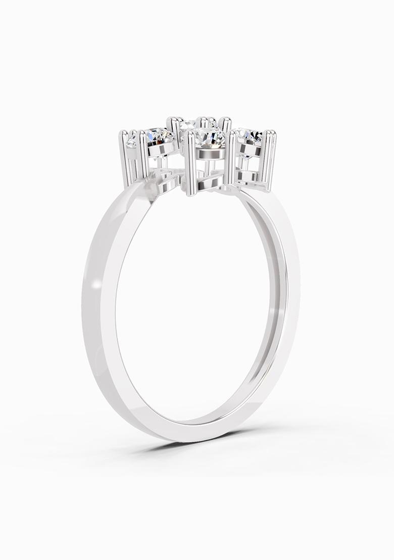 14Kt White Gold Lab Grown Diamond 0.66 Carat Round Shape Flower Diamond Ring for Women