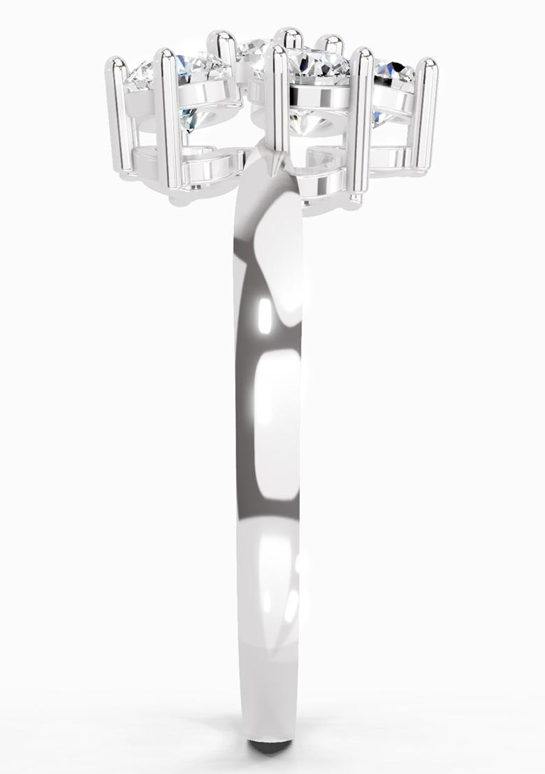 14Kt White Gold Lab Grown Diamond 0.66 Carat Round Shape Flower Diamond Ring for Women