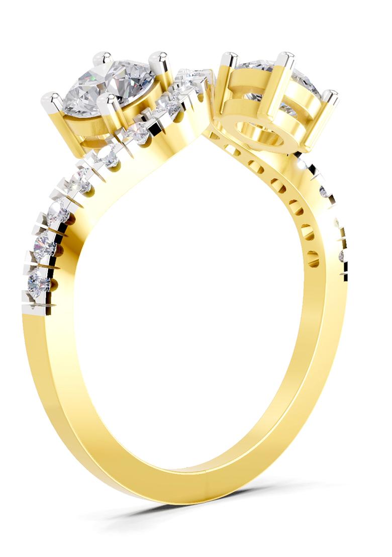 14Kt Yellow Gold Lab Grown Diamond 0.67 Carat Swirl Two Stone Diamond Engagement Ring