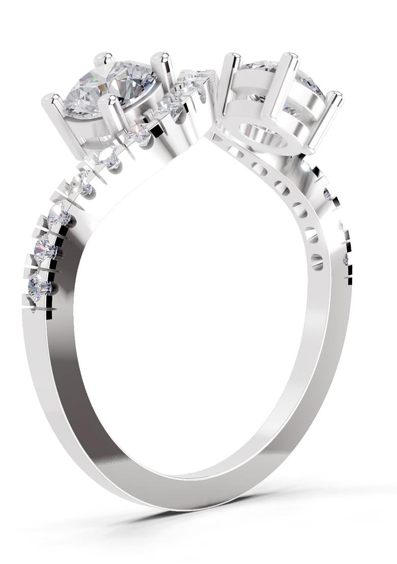 14Kt White Gold Lab Grown Diamond 0.67 Carat Swirl Two Stone Diamond Engagement Ring