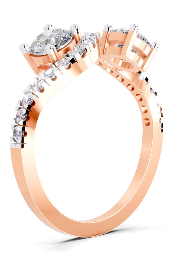 14Kt Rose Gold Lab Grown Diamond 0.67 Carat Swirl Two Stone Diamond Engagement Ring