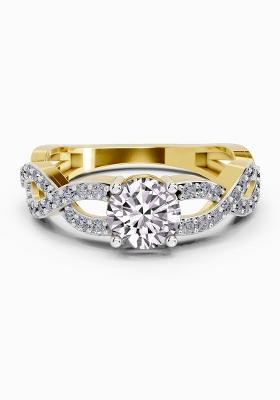 14Kt Yellow Gold Lab Grown Diamond 0.39 Carat Round Shape infinity Diamond Engagement Ring