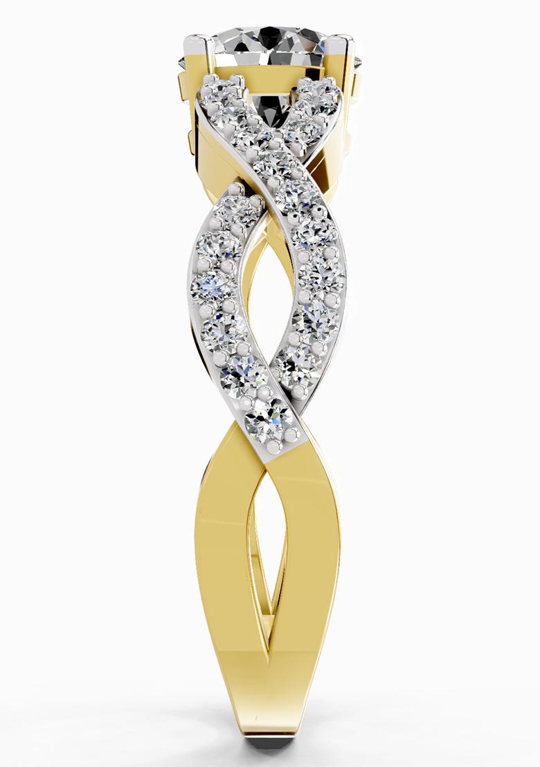 14Kt Yellow Gold Lab Grown Diamond 0.39 Carat Round Shape infinity Diamond Engagement Ring
