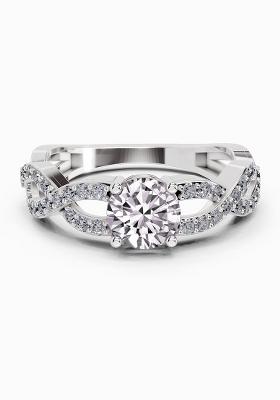 14Kt White Gold Lab Grown Diamond 0.39 Carat Round Shape infinity Diamond Engagement Ring
