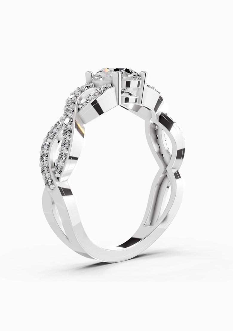 14Kt White Gold Lab Grown Diamond 0.39 Carat Round Shape infinity Diamond Engagement Ring