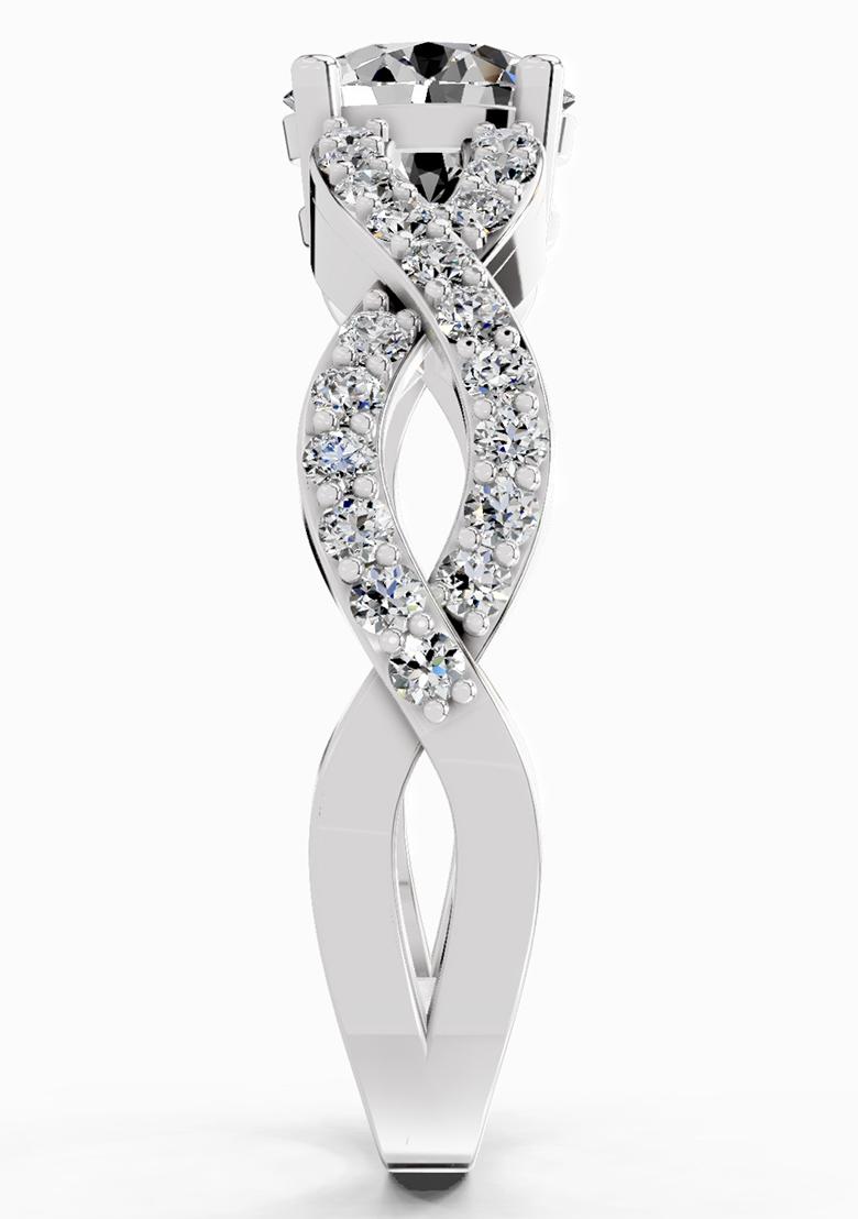 14Kt White Gold Lab Grown Diamond 0.39 Carat Round Shape infinity Diamond Engagement Ring
