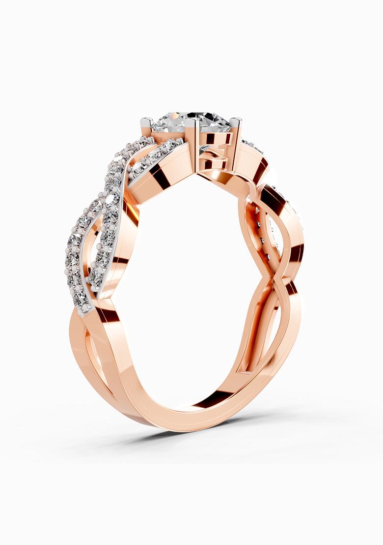 14Kt Rose Gold Lab Grown Diamond 0.39 Carat Round Shape infinity Diamond Engagement Ring
