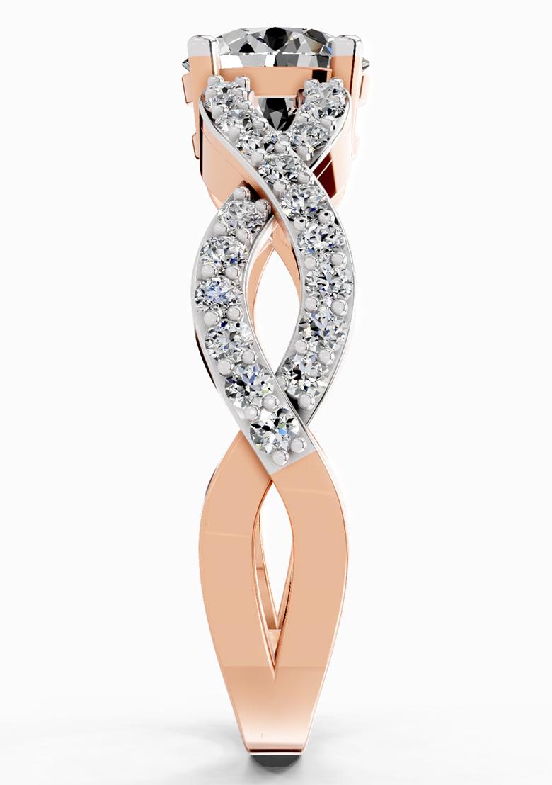 14Kt Rose Gold Lab Grown Diamond 0.39 Carat Round Shape infinity Diamond Engagement Ring