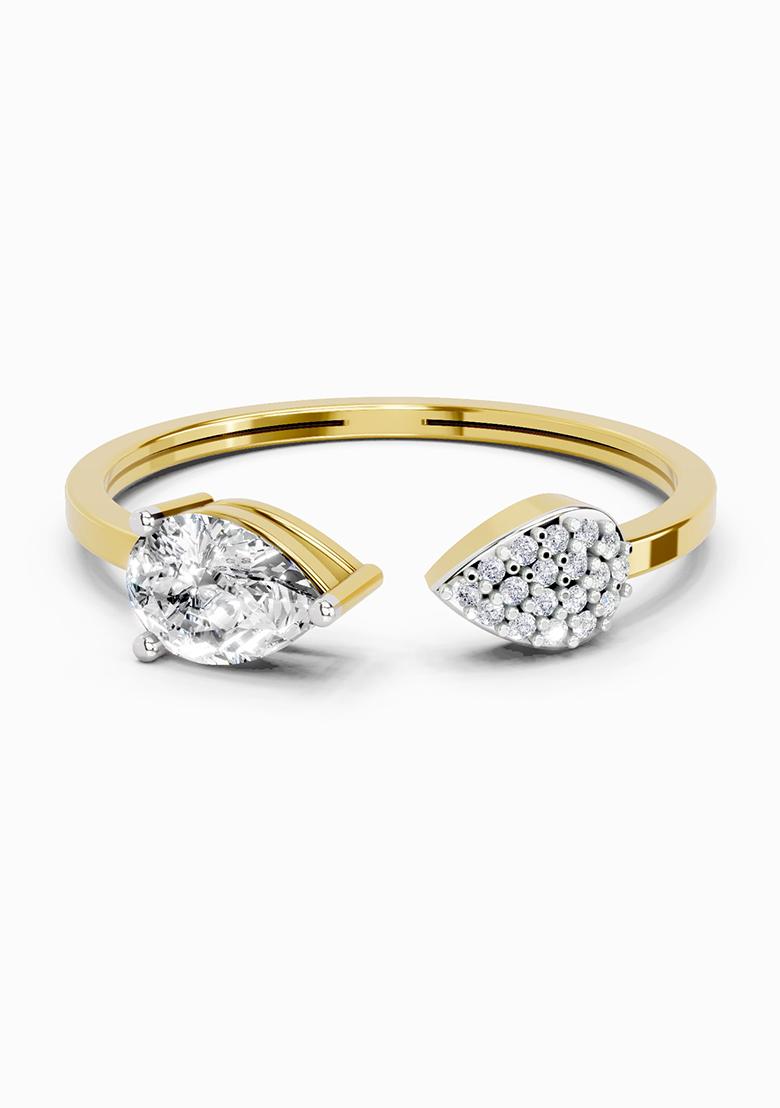 14Kt Yellow Gold Lab Grown Diamond 0.55 Carat Pear Ring for Women