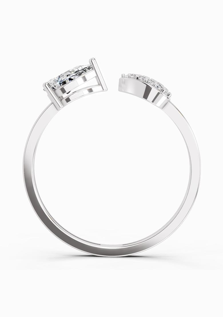 14Kt White Gold Lab Grown Diamond 0.55 Carat Pear Ring for Women