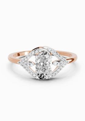14Kt Rose Gold Lab Grown Diamond 0.51 Carat Oval Halo Ring for Women