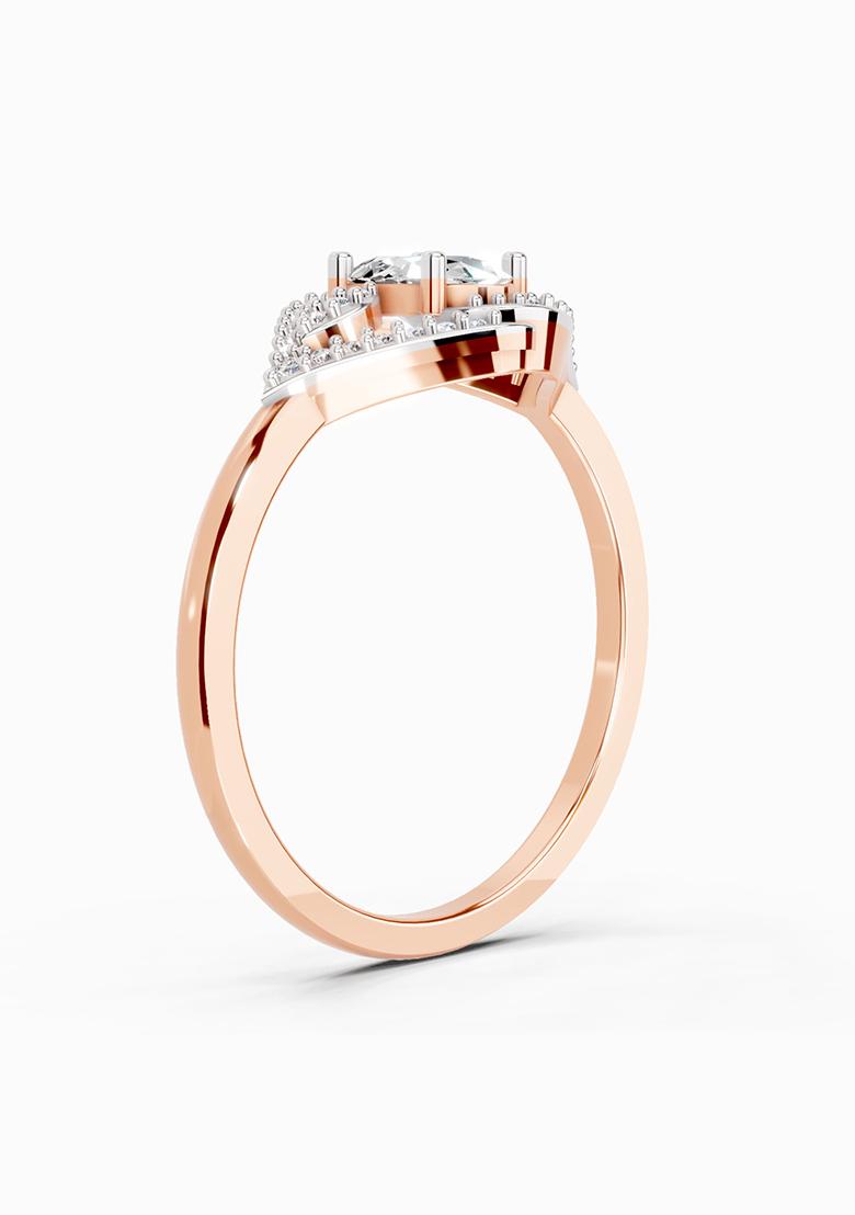 14Kt Rose Gold Lab Grown Diamond 0.51 Carat Oval Halo Ring for Women