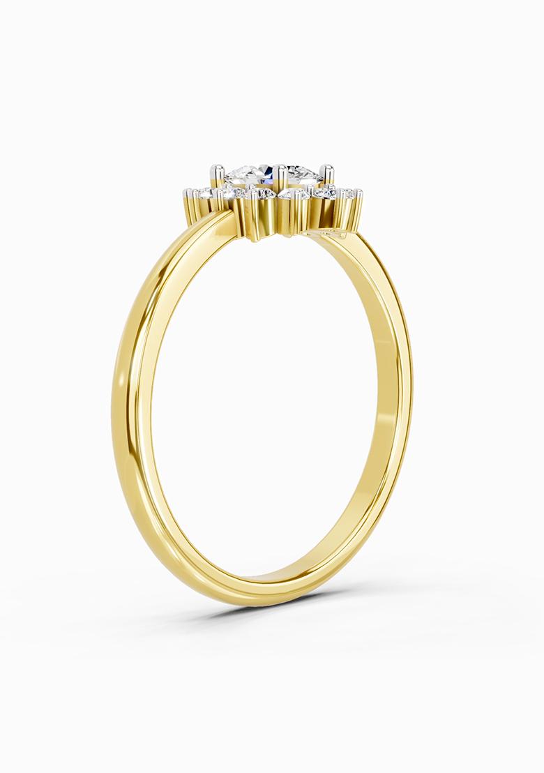 14Kt Yellow Gold Lab Grown Diamond 0.77 Carat Oval Shape Halo Diamond Engagement Ring for Women