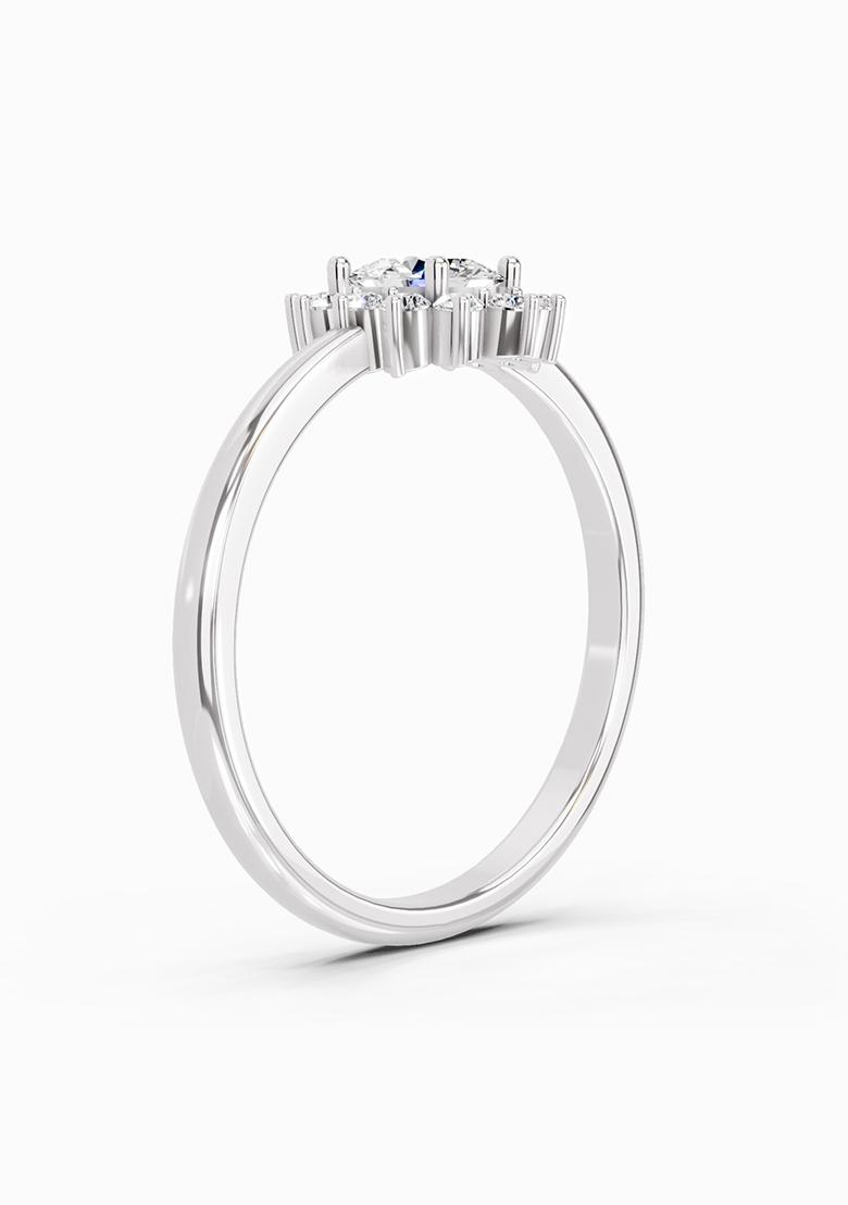 14Kt White Gold Lab Grown Diamond 0.77 Carat Oval Shape Halo Diamond Engagement Ring for Women