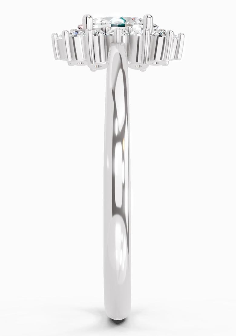 14Kt White Gold Lab Grown Diamond 0.77 Carat Oval Shape Halo Diamond Engagement Ring for Women